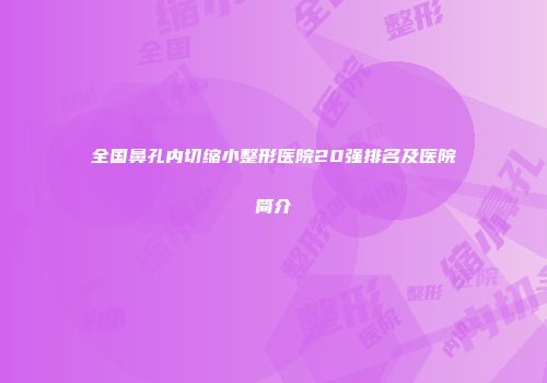 全国鼻孔内切缩小整形医院20强排名及医院简介