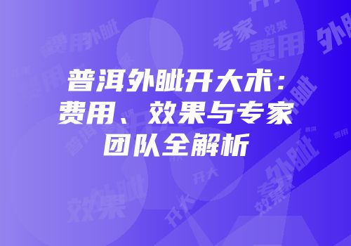 普洱外眦开大术：费用、效果与专家团队全解析