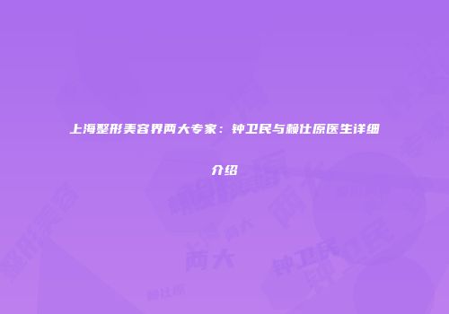 上海整形美容界两大专家：钟卫民与赖仕原医生详细介绍