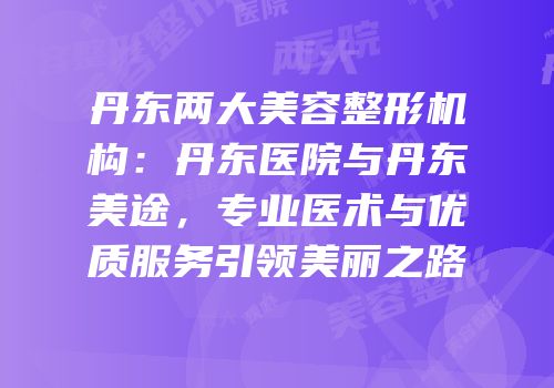 丹东两大美容整形机构：丹东医院与丹东美途，专业医术与优质服务引领美丽之路