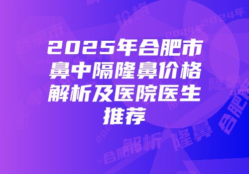 2025年合肥市鼻中隔隆鼻价格解析及医院医生推荐