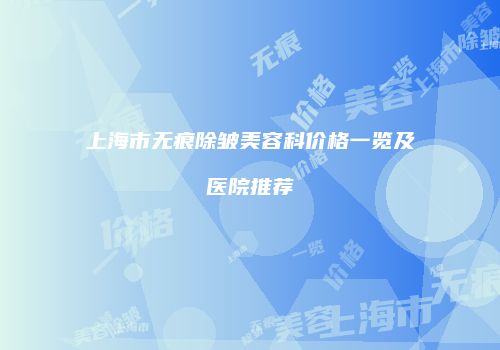 上海市无痕除皱美容科价格一览及医院推荐