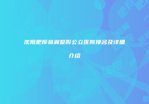 沈阳肥厚鼻翼整形公立医院排名及详细介绍