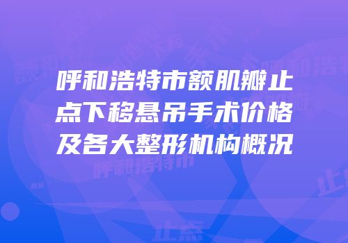 呼和浩特市额肌瓣止点下移悬吊手术价格及各大整形机构概况