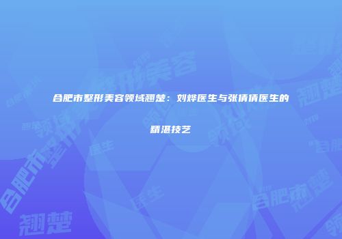 合肥市整形美容领域翘楚：刘烨医生与张倩倩医生的精湛技艺