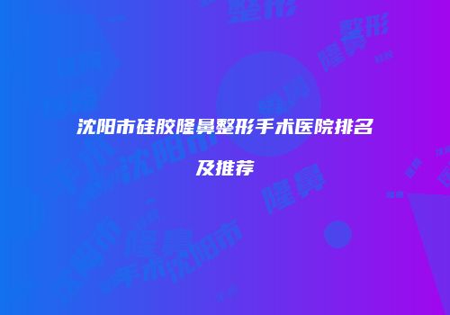 沈阳市硅胶隆鼻整形手术医院排名及推荐