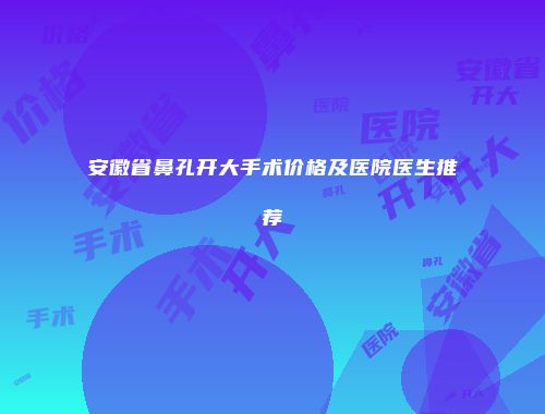安徽省鼻孔开大手术价格及医院医生推荐