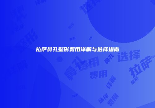 拉萨鼻孔整形费用详解与选择指南