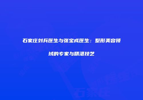 石家庄刘兵医生与张宝成医生：整形美容领域的专家与精湛技艺
