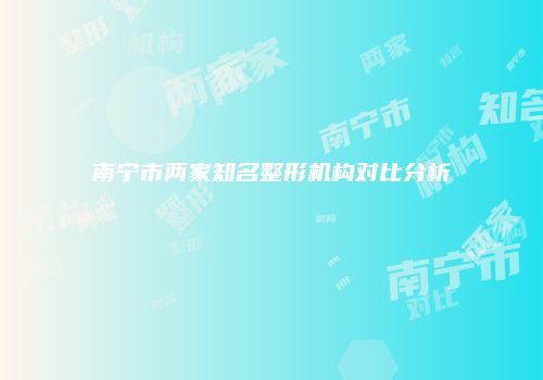 南宁市两家知名整形机构对比分析