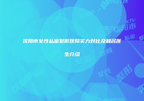 沈阳市女性私密整形医院实力对比及知名医生介绍