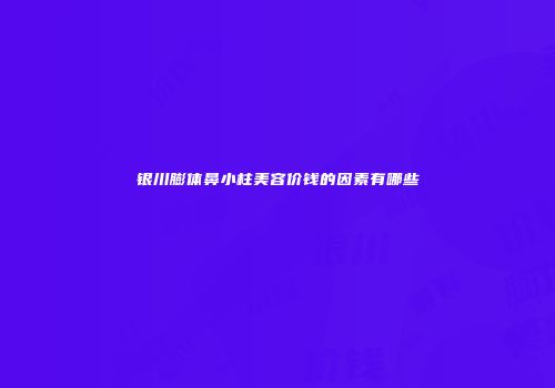 银川膨体鼻小柱美容价钱的因素有哪些