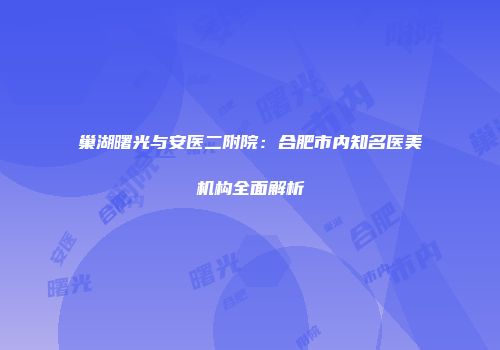 巢湖曙光与安医二附院：合肥市内知名医美机构全面解析