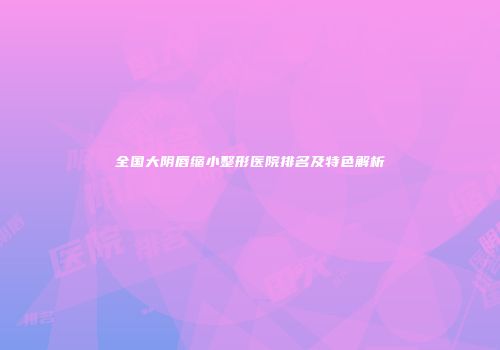 全国大阴唇缩小整形医院排名及特色解析