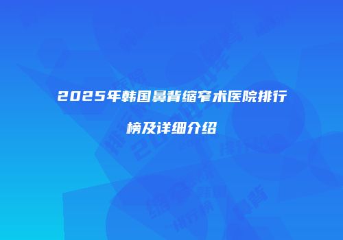 2025年韩国鼻背缩窄术医院排行榜及详细介绍