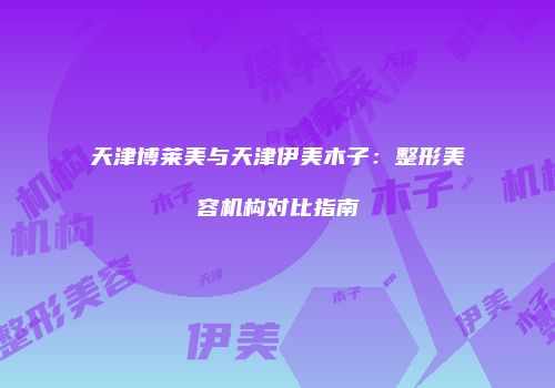 天津博莱美与天津伊美木子：整形美容机构对比指南