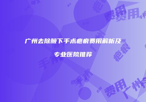 广州去除腋下手术疤痕费用解析及专业医院推荐