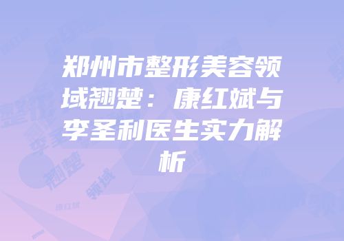 郑州市整形美容领域翘楚：康红斌与李圣利医生实力解析