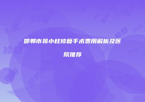 邯郸市鼻小柱修复手术费用解析及医院推荐