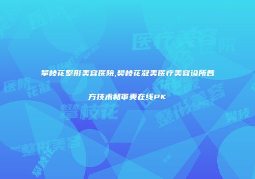 攀枝花整形美容医院,樊枝花凝美医疗美容诊所各方技术和审美在线PK