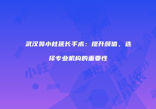 武汉鼻小柱延长手术：提升颜值，选择专业机构的重要性