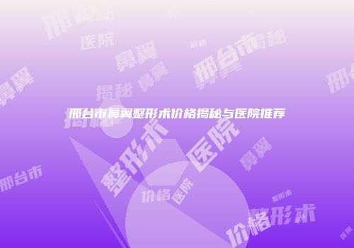 邢台市鼻翼整形术价格揭秘与医院推荐