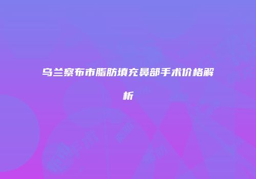 乌兰察布市脂肪填充鼻部手术价格解析