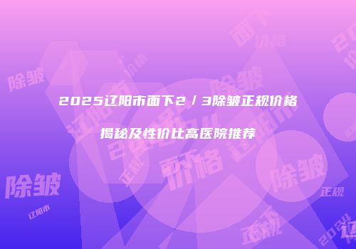 2025辽阳市面下2／3除皱正规价格揭秘及性价比高医院推荐