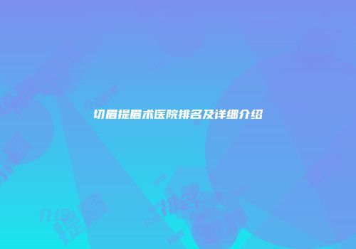 切眉提眉术医院排名及详细介绍