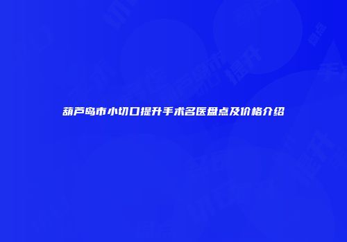 葫芦岛市小切口提升手术名医盘点及价格介绍
