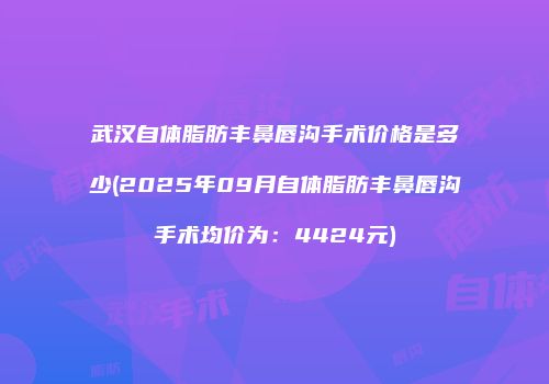 武汉自体脂肪丰鼻唇沟手术价格是多少(2025年09月自体脂肪丰鼻唇沟手术均价为：4424元)
