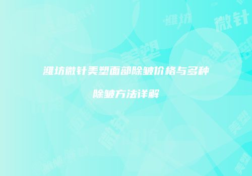 潍坊微针美塑面部除皱价格与多种除皱方法详解