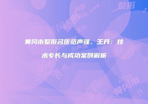 黄冈市整形名医范声强、王丹：技术专长与成功案例解析