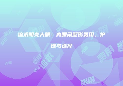 追求明亮大眼：内眼角整形费用、护理与选择