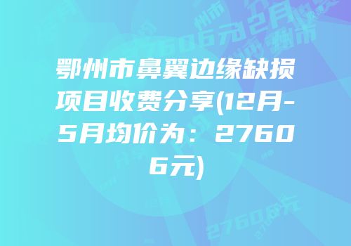 鄂州市鼻翼边缘缺损项目收费分享(12月-5月均价为：27606元)