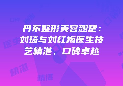 丹东整形美容翘楚：刘琦与刘红梅医生技艺精湛，口碑卓越