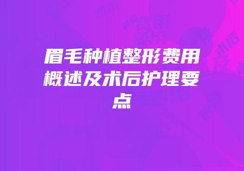 眉毛种植整形费用概述及术后护理要点