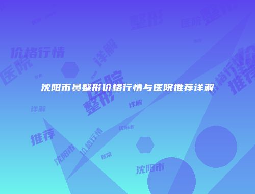 沈阳市鼻整形价格行情与医院推荐详解