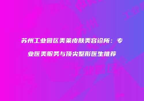 苏州工业园区美莱皮肤美容诊所：专业医美服务与顶尖整形医生推荐