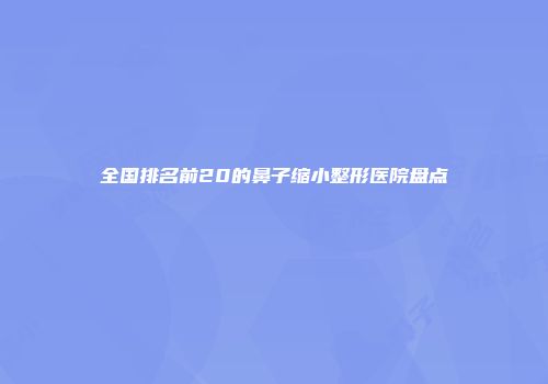 全国排名前20的鼻子缩小整形医院盘点