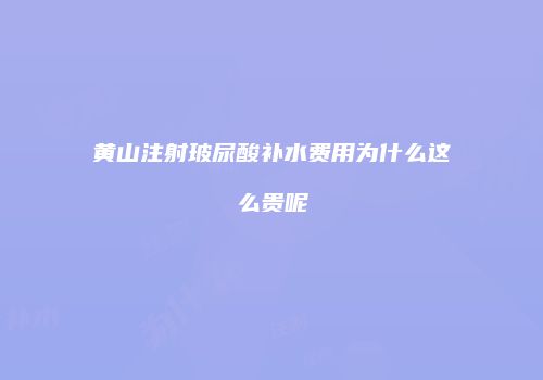 黄山注射玻尿酸补水费用为什么这么贵呢