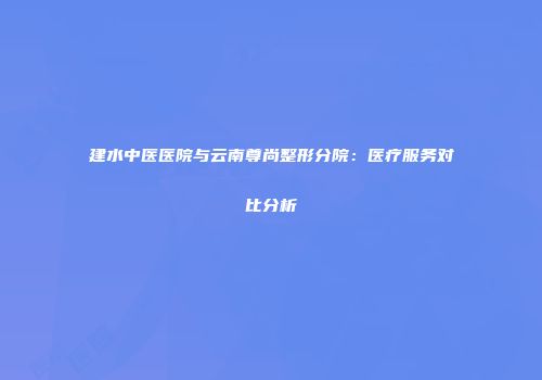 建水中医医院与云南尊尚整形分院：医疗服务对比分析
