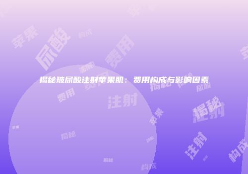 揭秘玻尿酸注射苹果肌：费用构成与影响因素