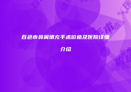 百色市鼻翼填充手术价格及医院详细介绍