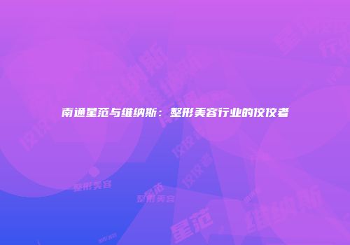 南通星范与维纳斯：整形美容行业的佼佼者