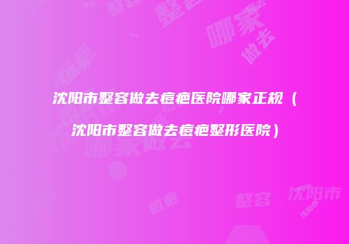 沈阳市整容做去痘疤医院哪家正规（沈阳市整容做去痘疤整形医院）