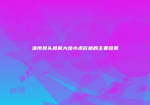 漳州鼻头鼻翼大缩小术价格的主要因素