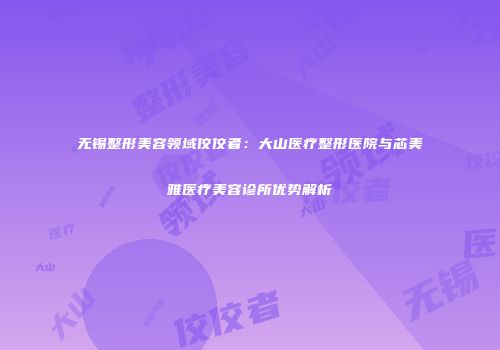 无锡整形美容领域佼佼者：大山医疗整形医院与芯美雅医疗美容诊所优势解析