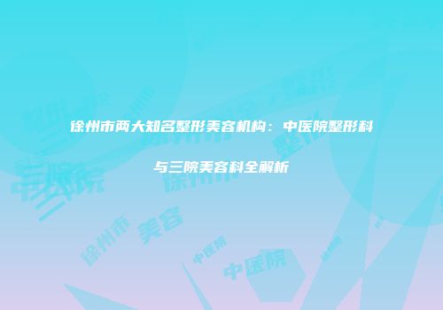 徐州市两大知名整形美容机构：中医院整形科与三院美容科全解析