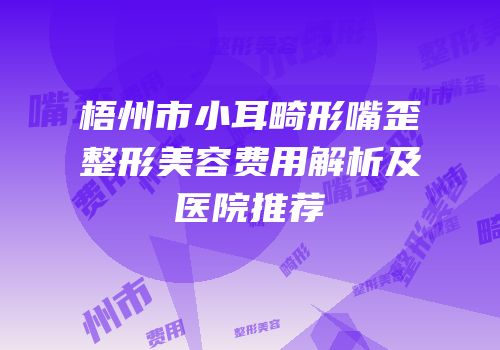 梧州市小耳畸形嘴歪整形美容费用解析及医院推荐